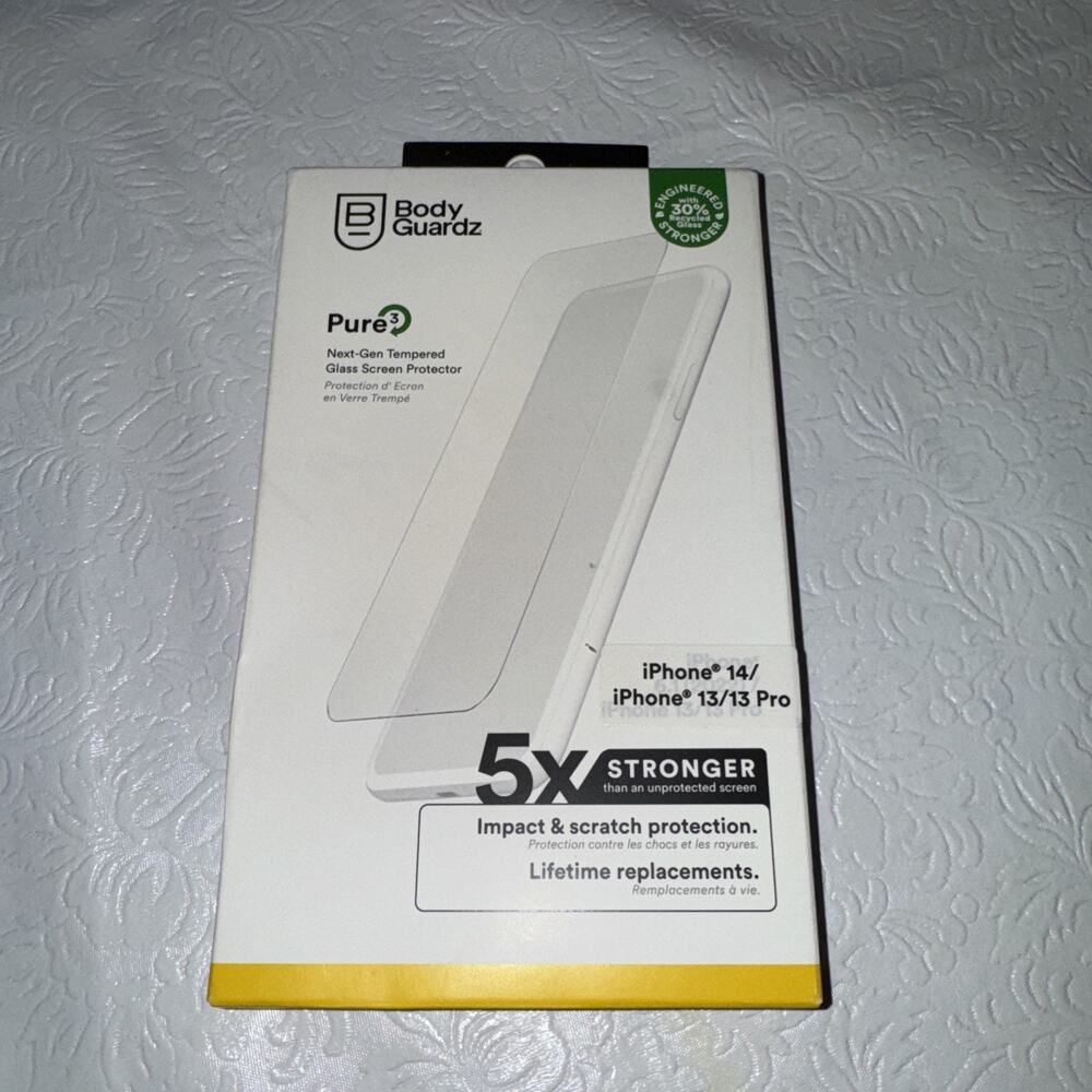 Body Guardz Pure 3 Tempered Glass Screen Protector For iPhone 14 13 13 Pro New